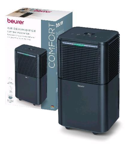 BEURER LE 150 DEUMIDIFICATORE ELETTRICO PER AMBIENTI FINO A 30 MQ MODALITA' NOTTURNA FUNZIONE ASCIUGATURA BUCATO SERBATOIO DA 2 LT NERO